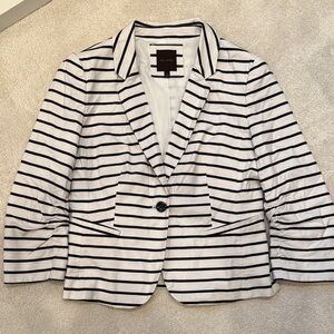 THE LIMITED Maritime White Blazer with Navy Stripes